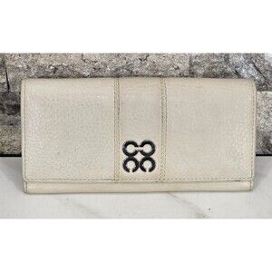 Coach Julia OP Art Wallet Pebbled Leather Large Envelope Cream Clutch 90s Y2K